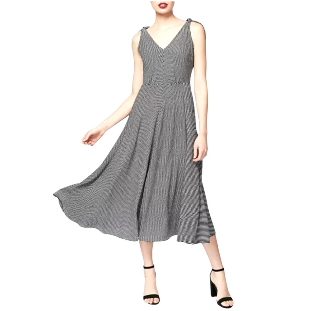 Betsey Johnson Striped V-Neck Maxi Dress Black White Sleeveless, size 8
